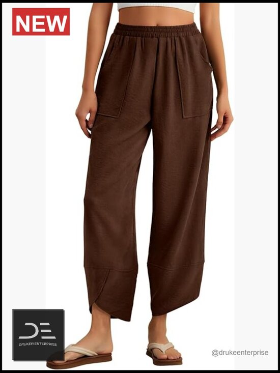 Pants - Wide Leg Palazzo Harem Pants Elastic Waisted Casual Trousers for Summer Beach